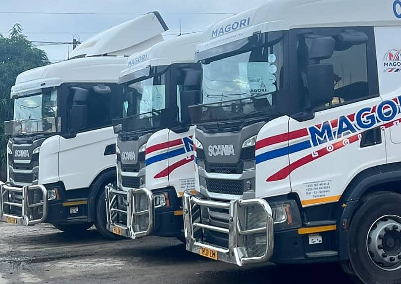 Magori Logistics cabs on an overcast morning